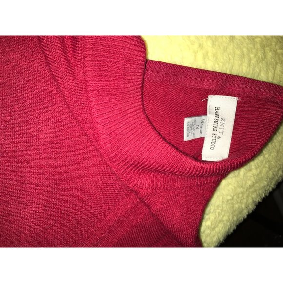 KNIT By Hampshire Studio Red Knit Sweater Mock TurtleNeck Zippered Back Long Sle - Picture 5 of 8